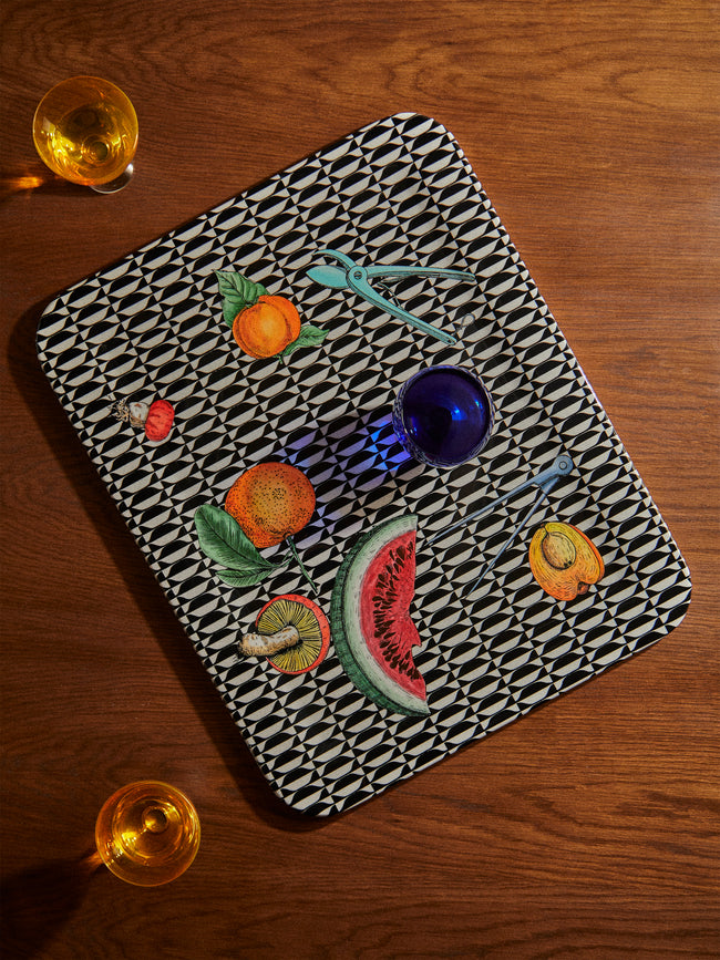 Fornasetti - Oggetti e Frutti Wood Tray - Black - ABASK