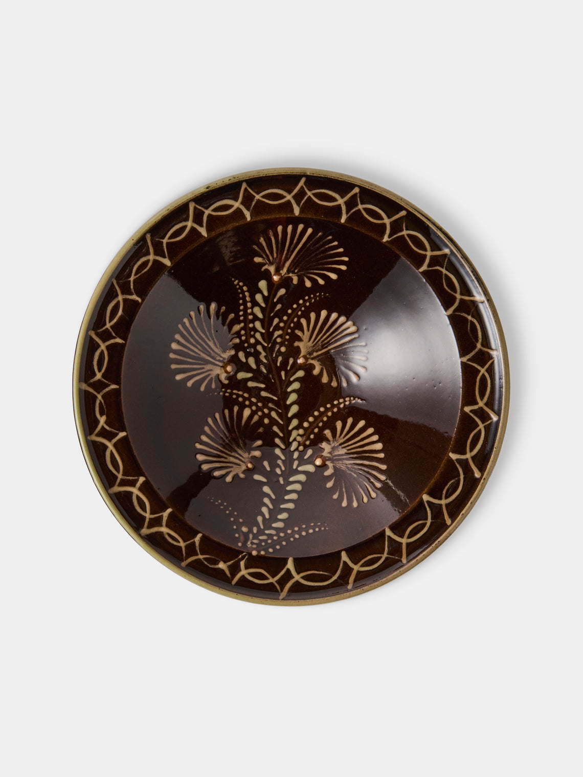 Poterie d’Évires - Flowers Hand-Painted Ceramic Breakfast Bowls (Set of 3) - Brown - ABASK