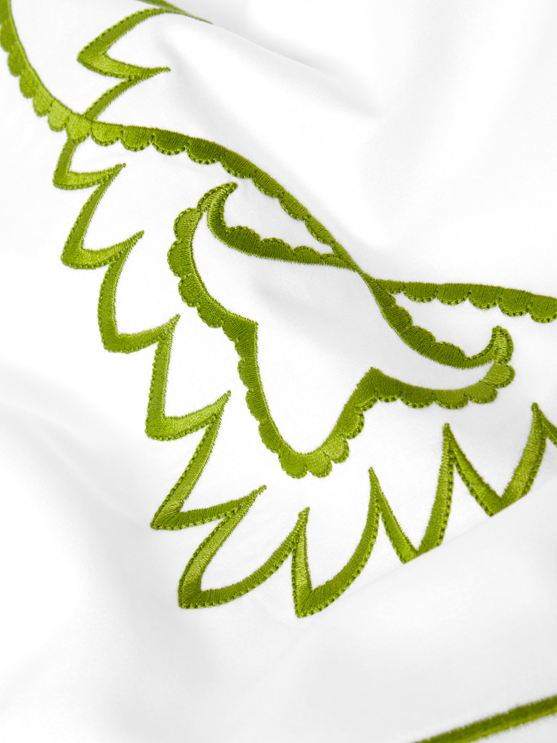 Loretta Caponi - Art Decò Hand-Embroidered Cotton King-Size Top Sheet - White - ABASK