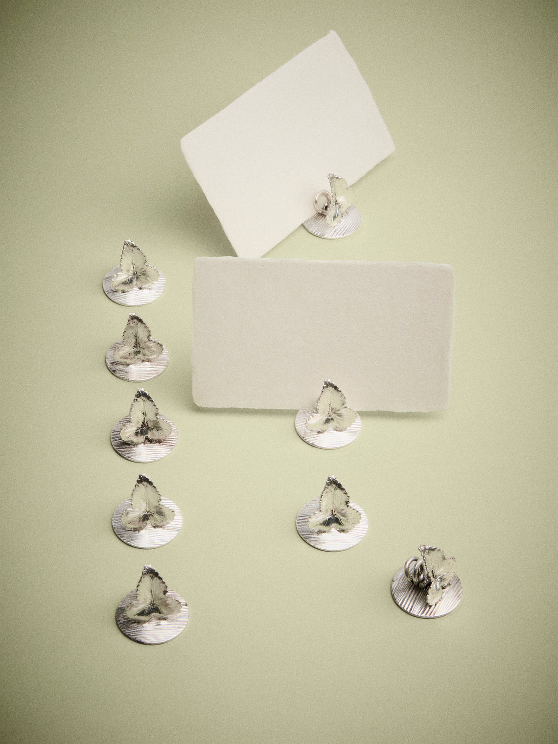 Antique and Vintage - | Set of 12 | 1970 Christofle Silver-Plated Name Card Holders - Silver - ABASK