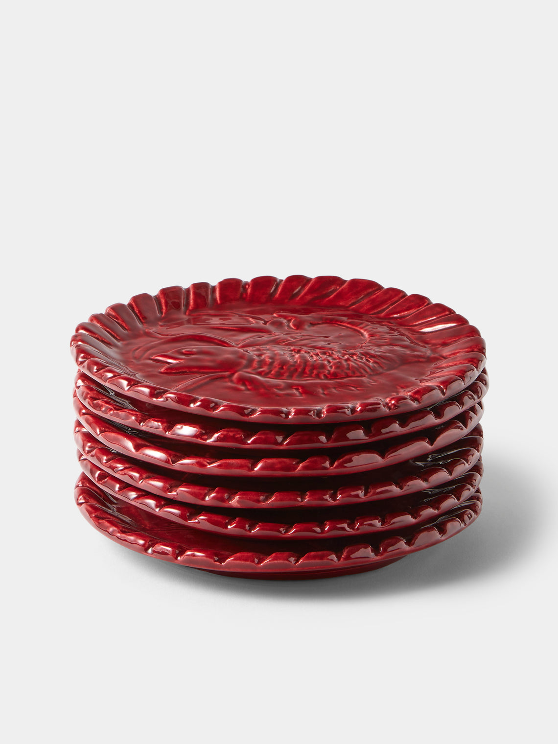 Antique and Vintage - 1950s Jerome Massier Ceramic Lobster Platter with Dinner Plates (Set of 12) - Red - ABASK