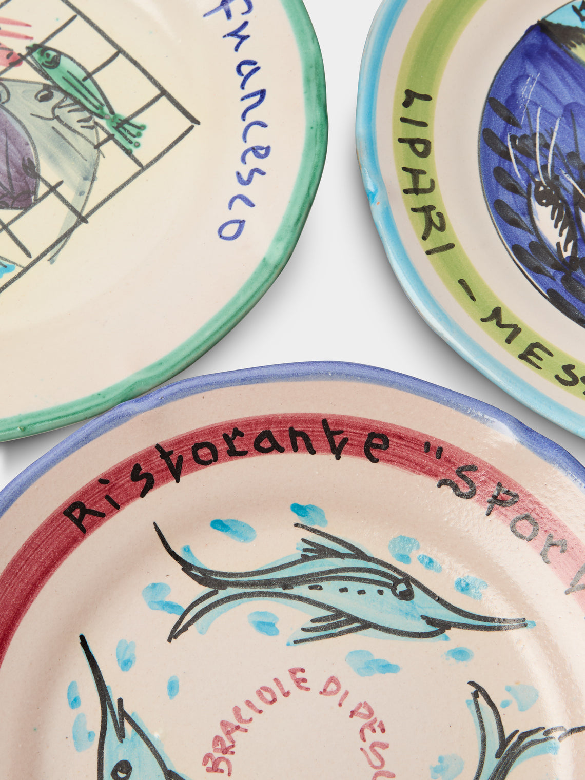 Antique and Vintage - Mid-Century Italian Ceramic Restaurant Plates (Set of 8) -  - ABASK