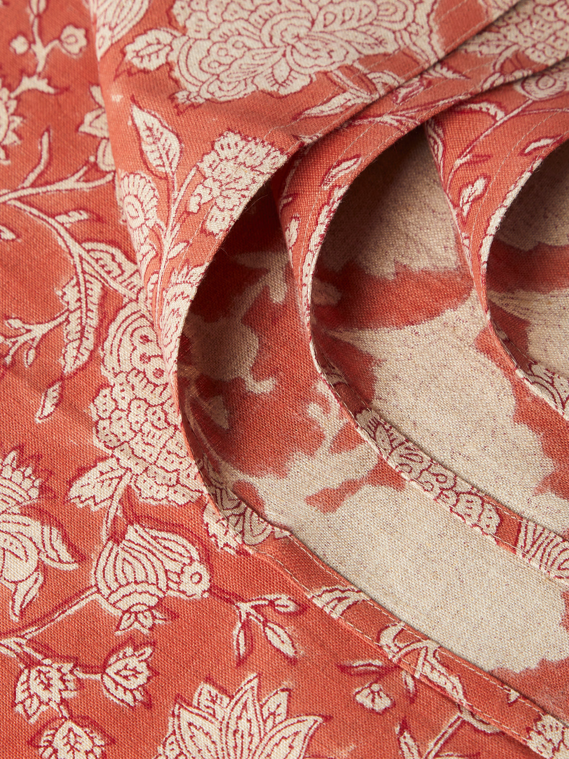 Chamois - Indian Rose Block-Printed Linen Napkins (Set of 4) - Red - ABASK