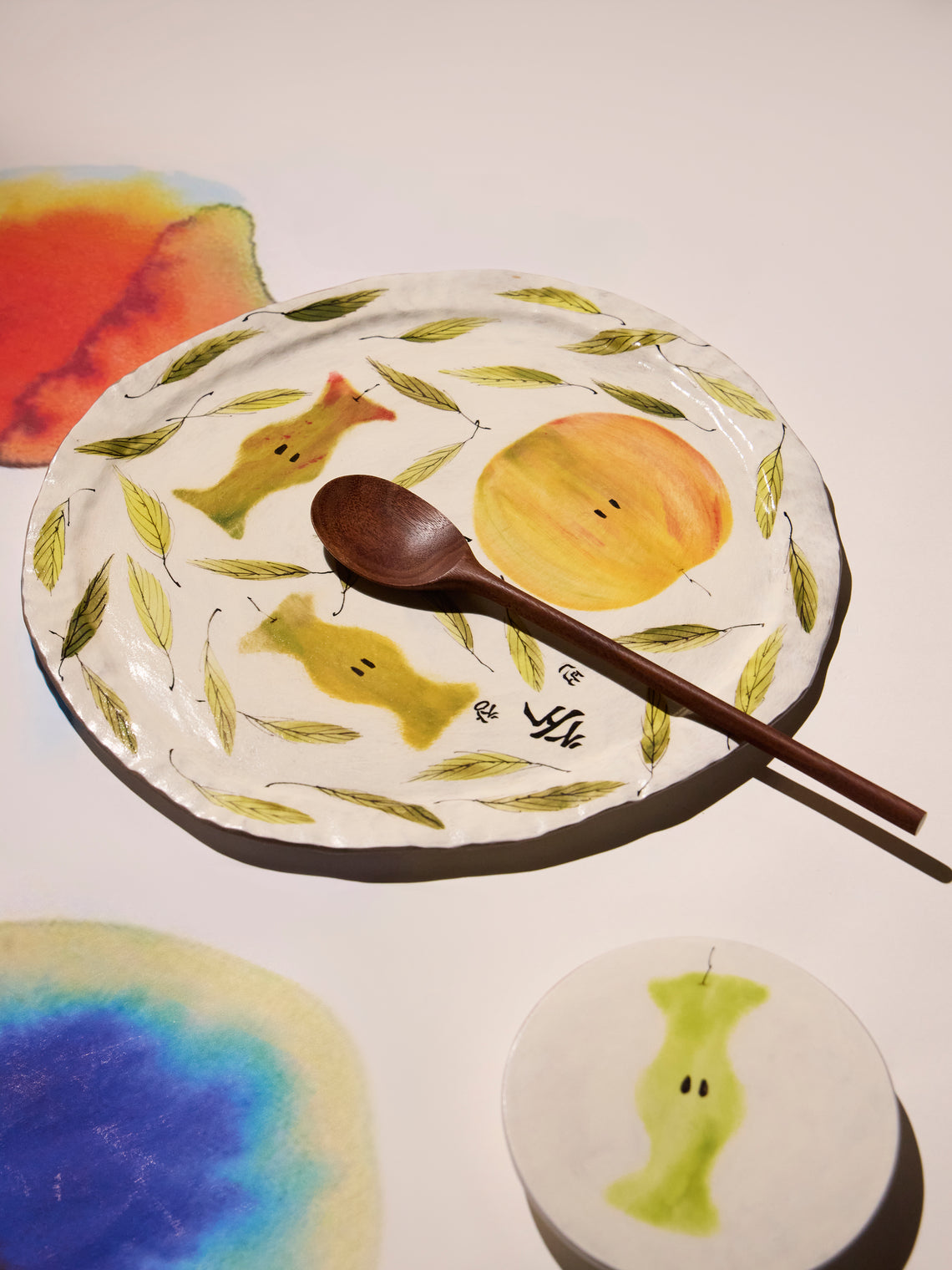 Yon Ho Kyung - Apples Buncheong Platter - White - ABASK
