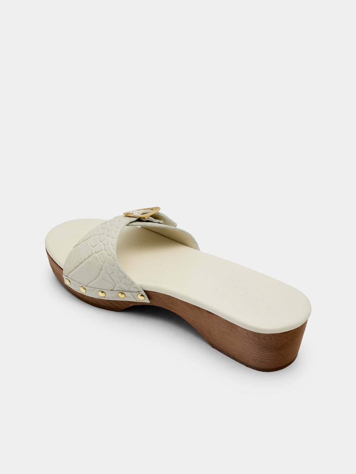 Ancient Greek Sandals - Omonia Leather Clogs | Size: 38 - White - ABASK