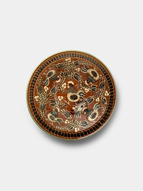 Poterie d’Évires - Chickens Hand-Painted Ceramic Small Serving Bowl - Light brown - ABASK - 
