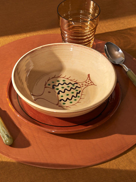 Poterie de Cliousclat - Fish Hand-Glazed Slipware Bowls (Set of 4) - Ivory - ABASK