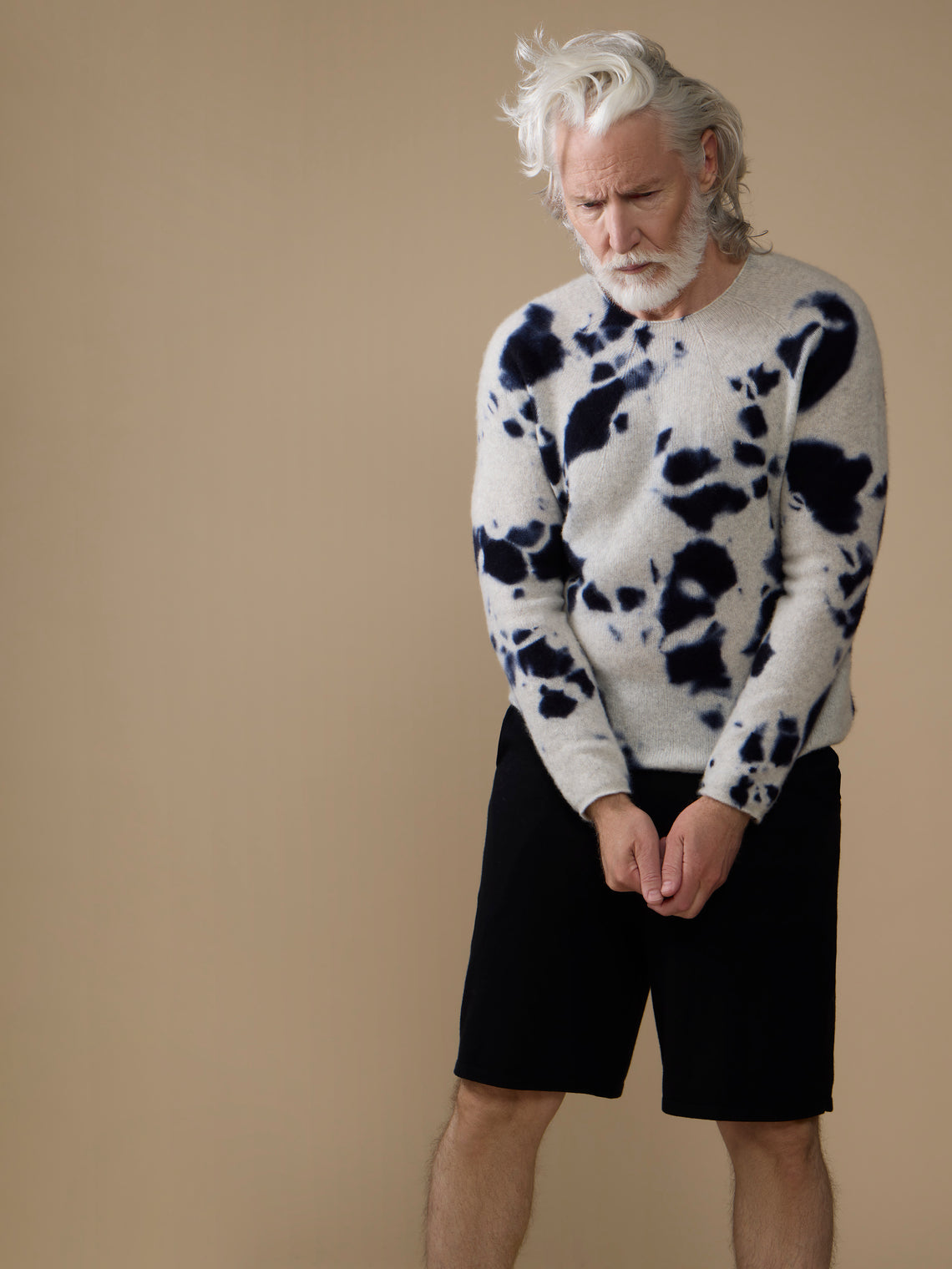 Suzusan - Madara Shibori Cashmere Seamless Sweater | Size: M - Blue - ABASK