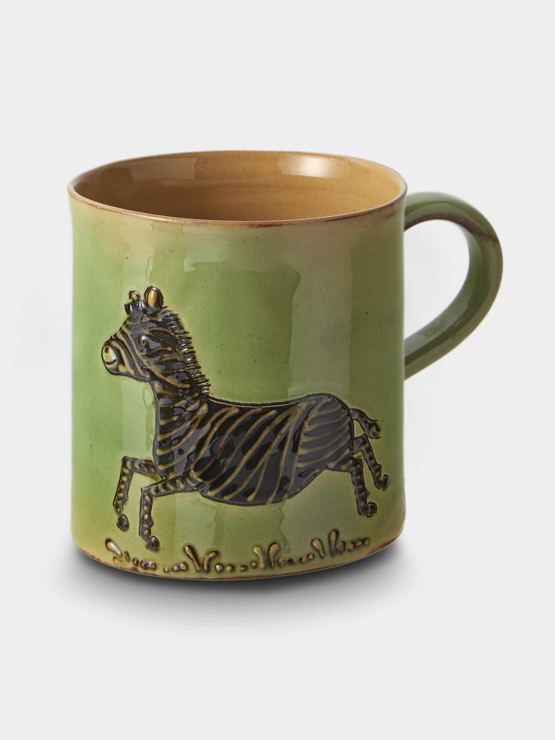 Poterie d’Évires - Animals Hand-Painted Ceramic Mugs (Set of 4) - Green - ABASK
