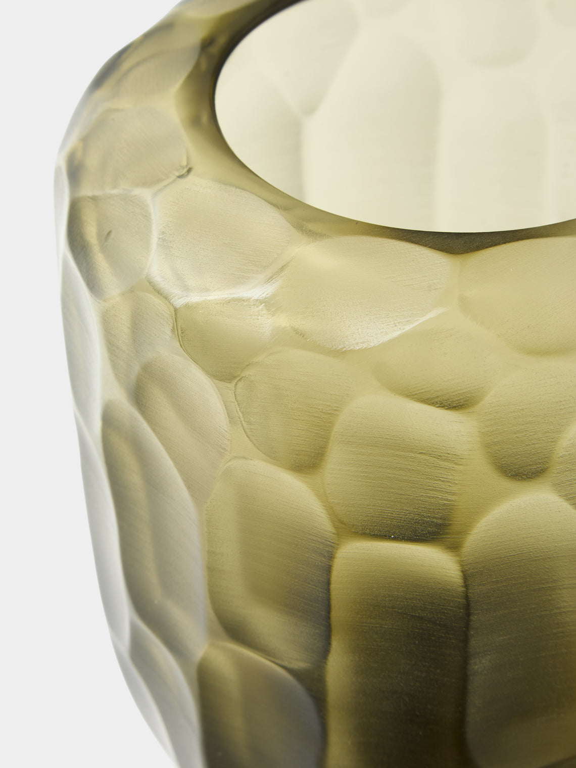 Micheluzzi Glass - Rullo Laguna Bamboo Hand-Blown Murano Glass Vase (6in/16cm) - Green - ABASK