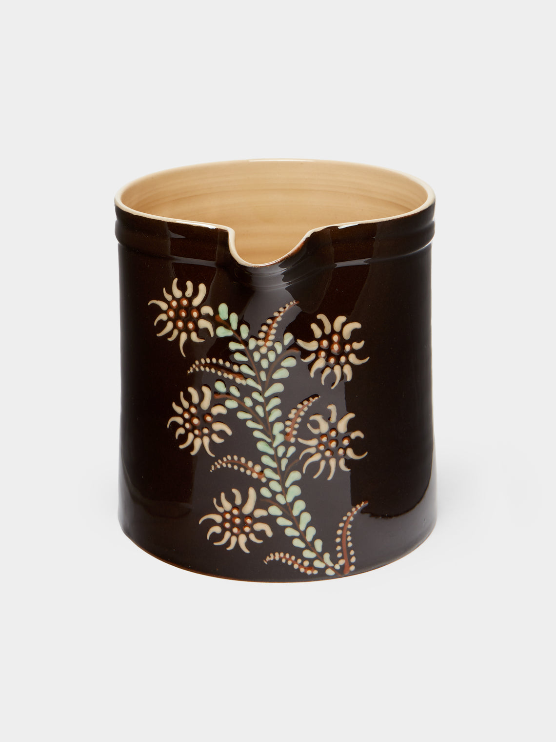 Poterie d’Évires - Flowers Hand-Painted Ceramic Straight-Edge Jug -  - ABASK