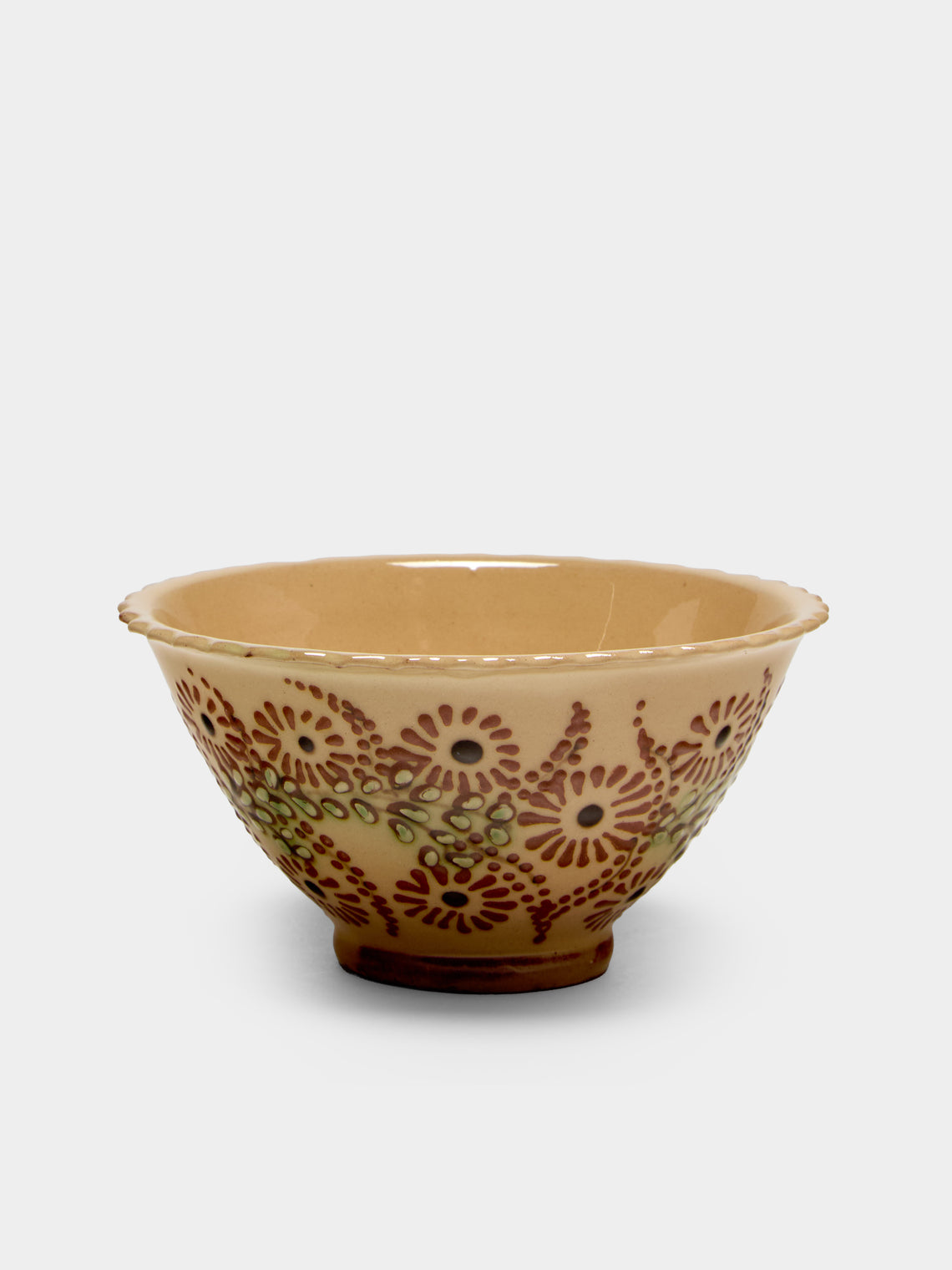 Poterie d’Évires - Flowers Hand-Painted Ceramic Petite Fluted Bowls (Set of 6) - Cream - ABASK