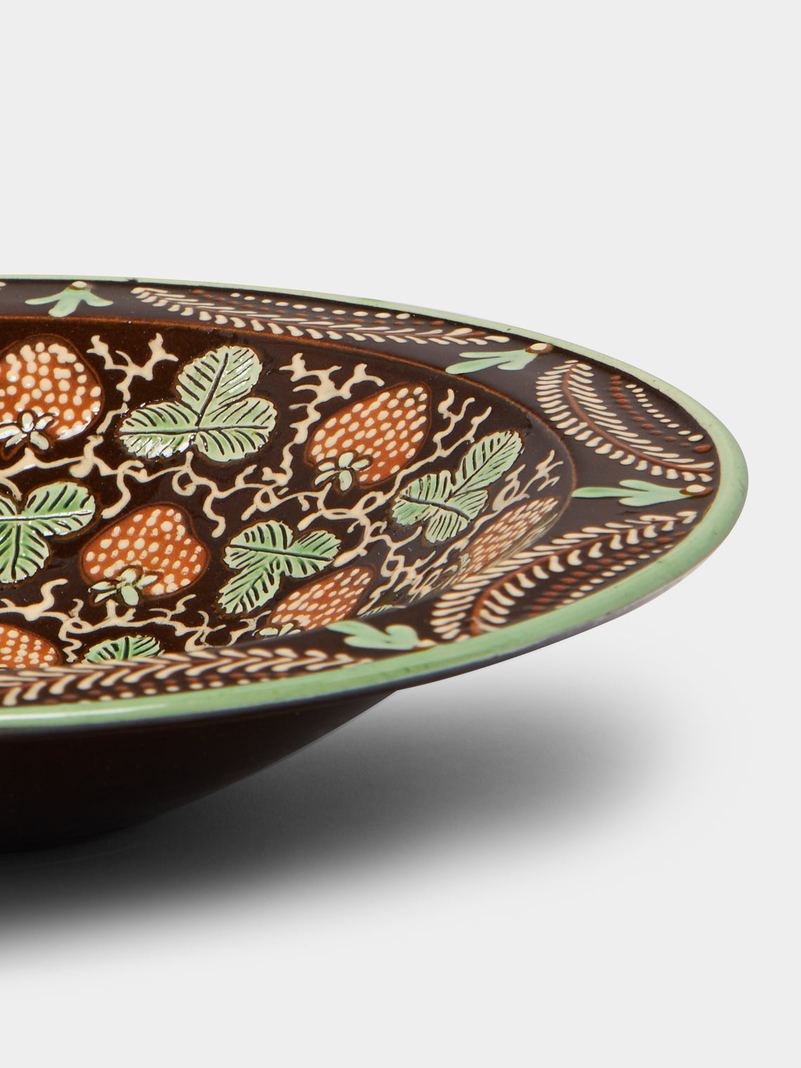Poterie d’Évires - Strawberries Hand-Painted Ceramic Large Serving Bowl -  - ABASK