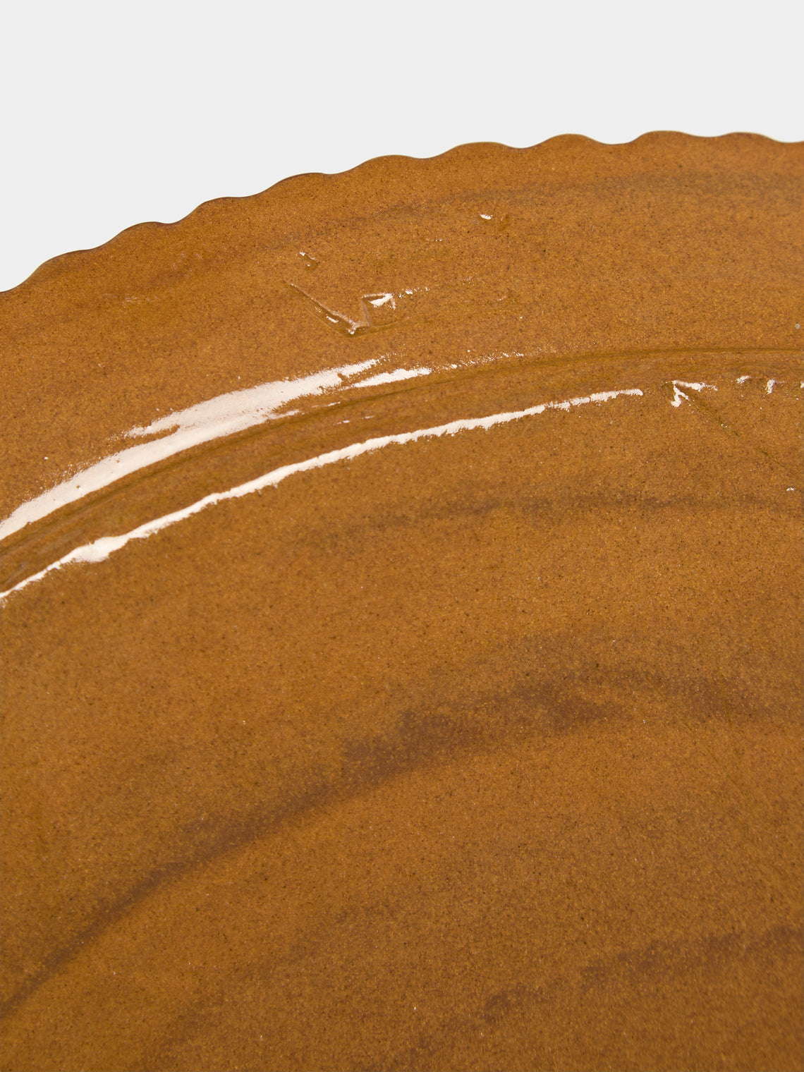 Poterie d’Évires - Stags Hand-Painted Ceramic Giant Platter - Light brown - ABASK