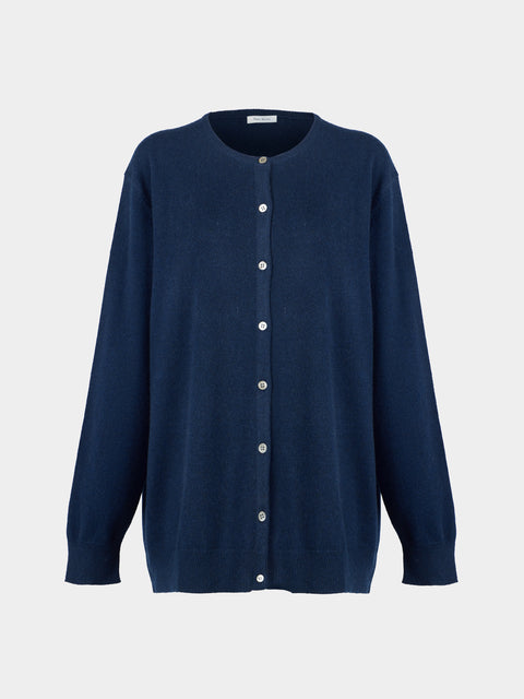 Ryan Roche - Cashmere Lightweight Oversized Cardigan | Size: S - Navy - ABASK - 