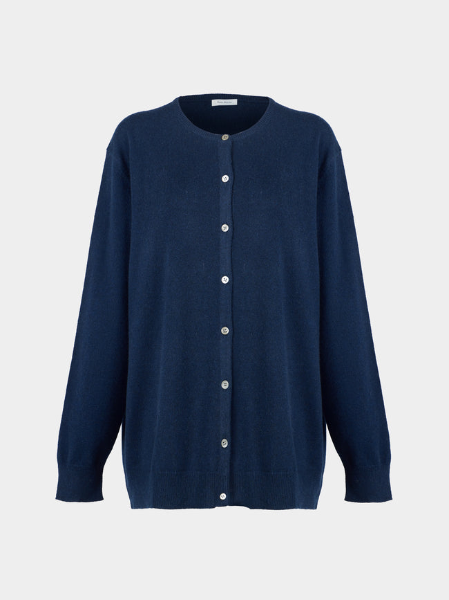 Ryan Roche - Cashmere Lightweight Oversized Cardigan | Size: S - Navy - ABASK - 