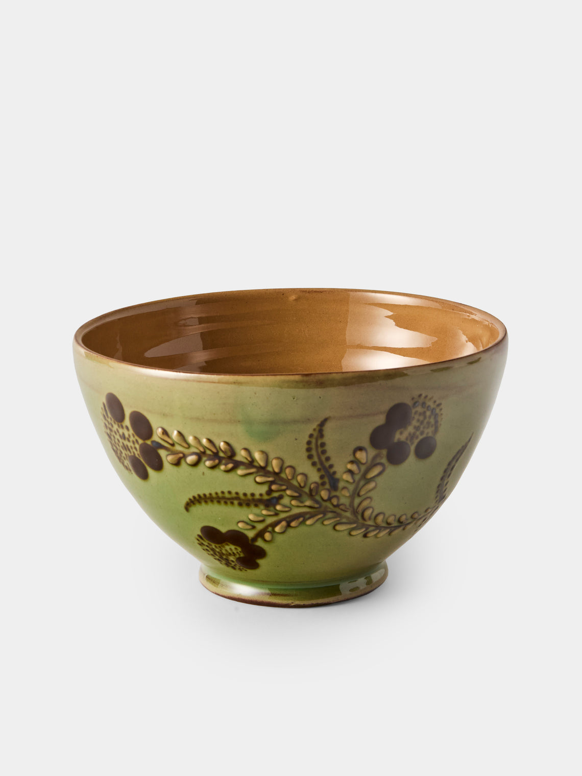 Poterie d’Évires - Flowers Hand-Painted Ceramic Grand Bowls (Set of 4) - Green - ABASK