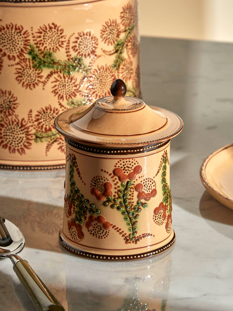 Poterie d’Évires - Flowers Hand-Painted Ceramic Small Lidded Jar - Cream - ABASK