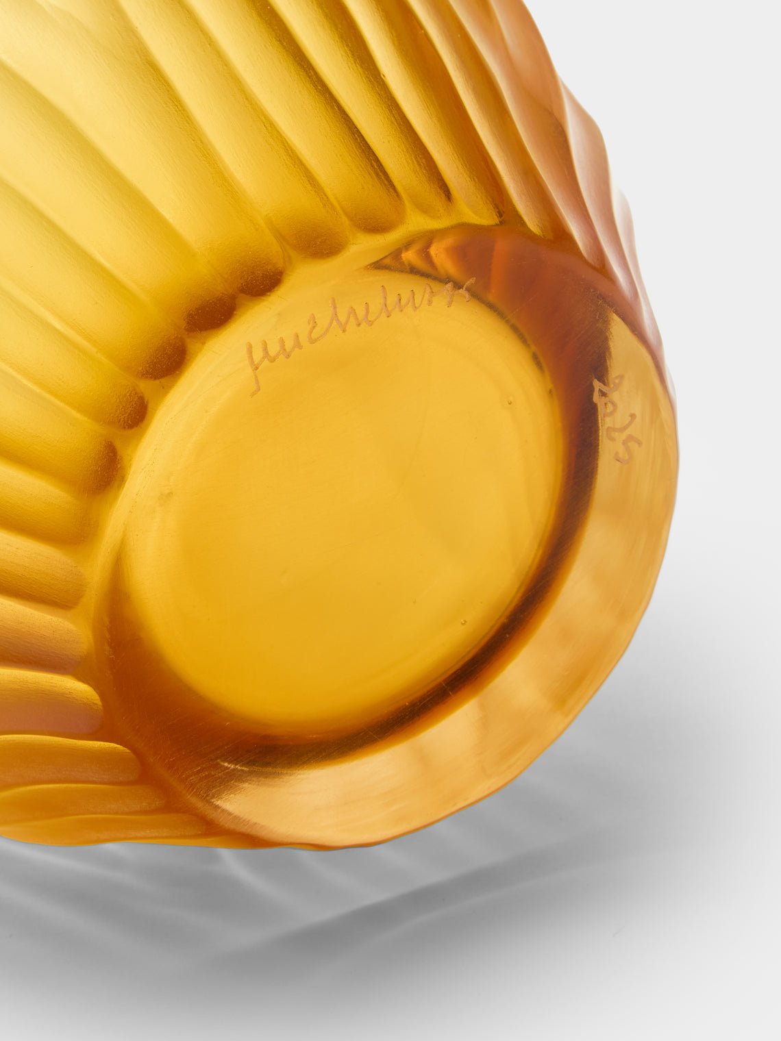 Micheluzzi Glass - Goccia Ambra Alghe Hand-Blown Murano Glass Vase (9in/23cm) - Yellow - ABASK