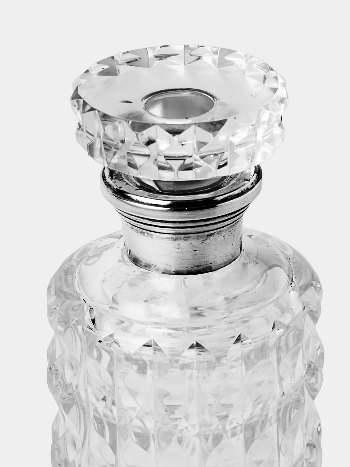 Antique and Vintage - 1950s Italian Sterling Silver and Crystal Decanter - Clear - ABASK