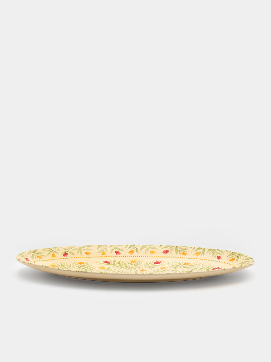 Rosanna Corfe - Tulips Hand-Painted Ceramic Oval Platter - Cream - ABASK