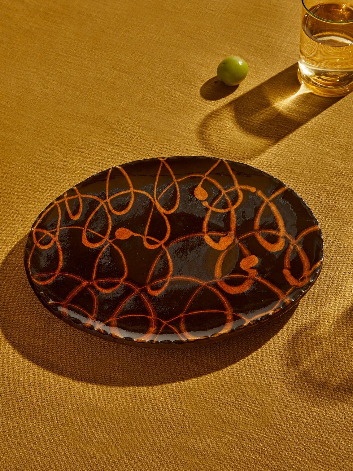 Aono Pottery - Slipware Oval Dish - Brown - ABASK