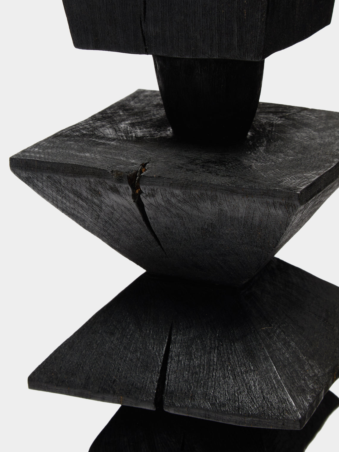 Jamie Gaunt Designs - Totem Hand-Carved Wood Candle Holder - Black - ABASK