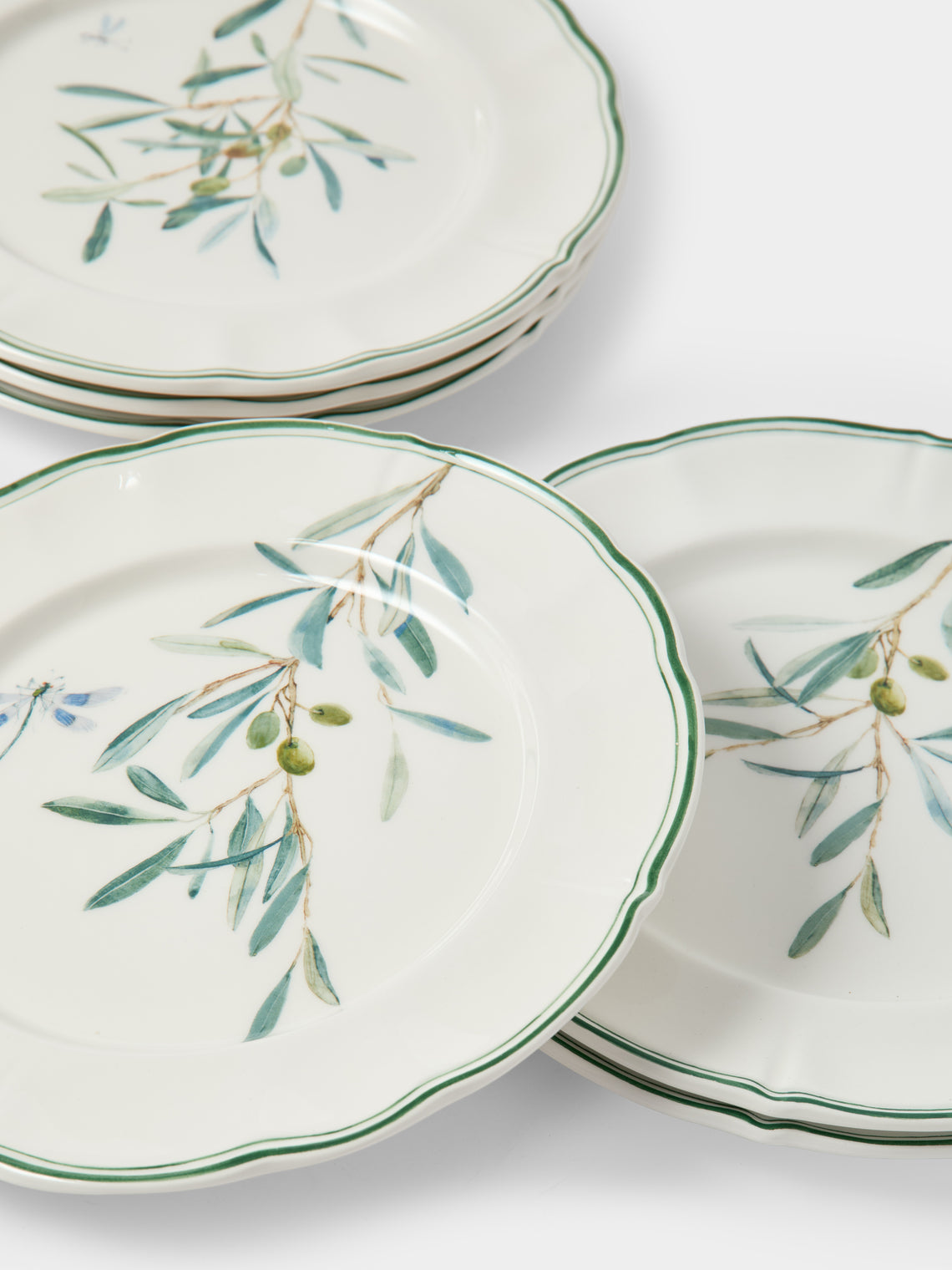 Laboratorio Paravicini - | Set of 6 | Ulivi Ceramic Dessert / Salad Plates (9in/23cm) - Green - ABASK