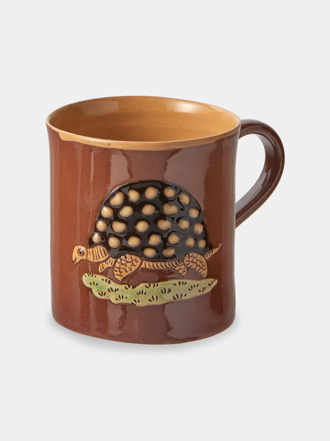 Poterie d’Évires - Animals Hand-Painted Ceramic Mugs (Set of 4) - Light Brown - ABASK