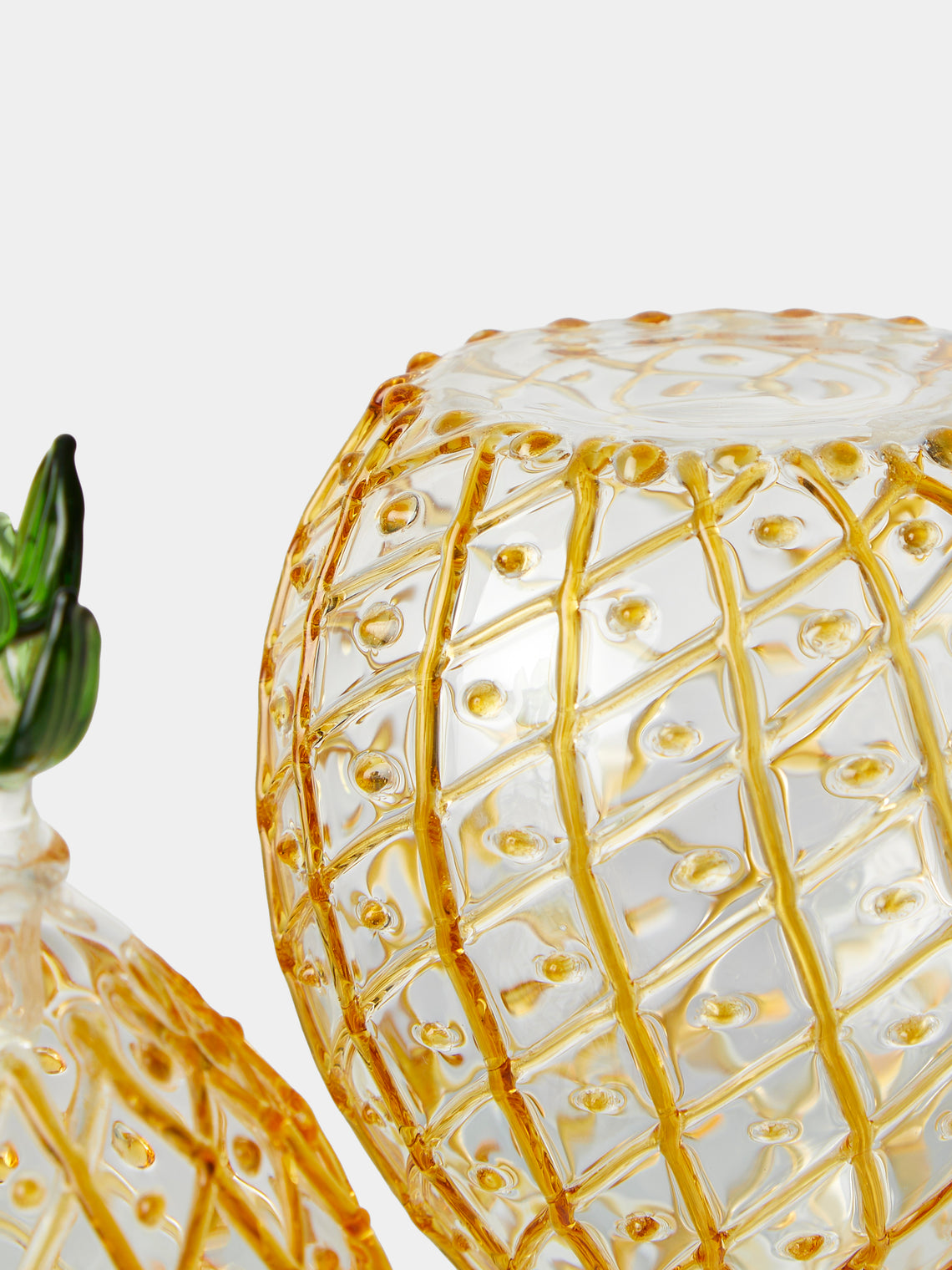 Alya Tannous - Pineapples Hand-Blown Glass Oil and Vinegar Set - Yellow - ABASK