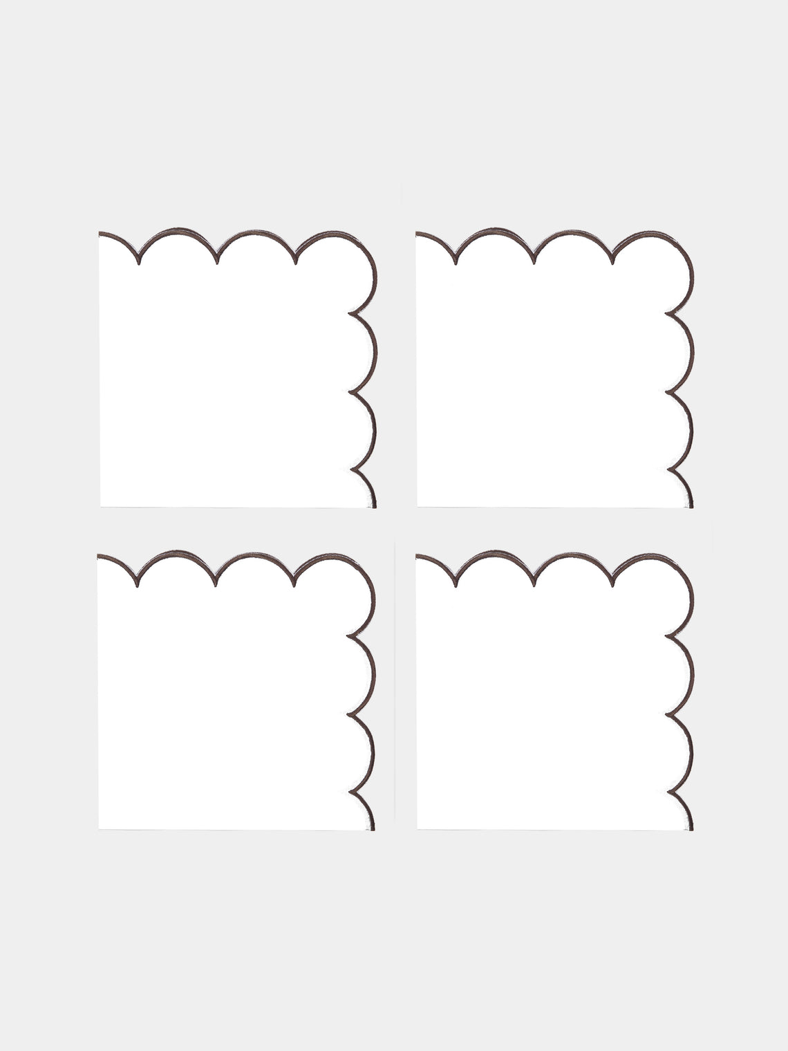 Angela Wickstead - Diletta Scalloped Linen Napkins (Set of 4) - Brown - ABASK - 