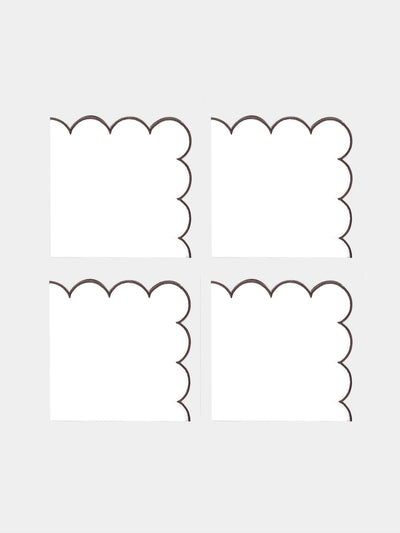 Angela Wickstead - Diletta Scalloped Linen Napkins (Set of 4) - Brown - ABASK - 