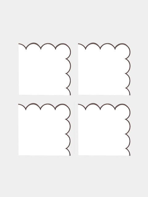 Angela Wickstead - Diletta Scalloped Linen Napkins (Set of 4) - Brown - ABASK - 