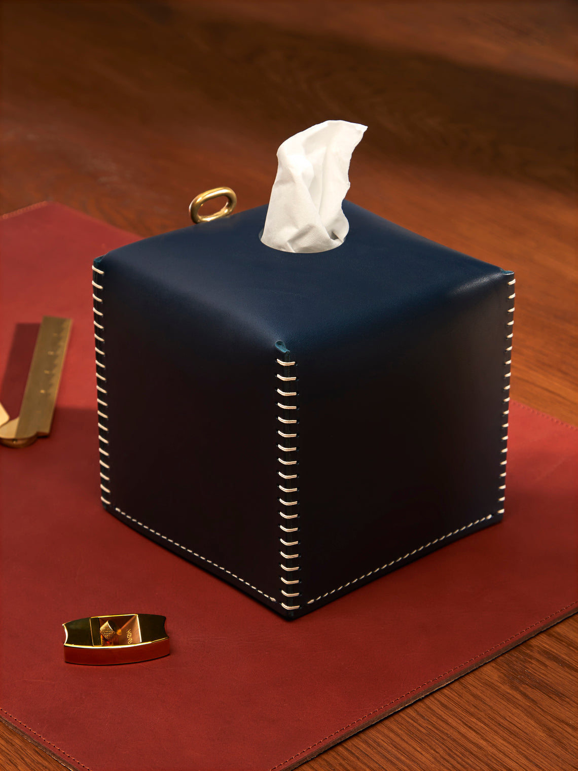 Otzi Studio - Eyelet Leather Tissue Box - Blue - ABASK