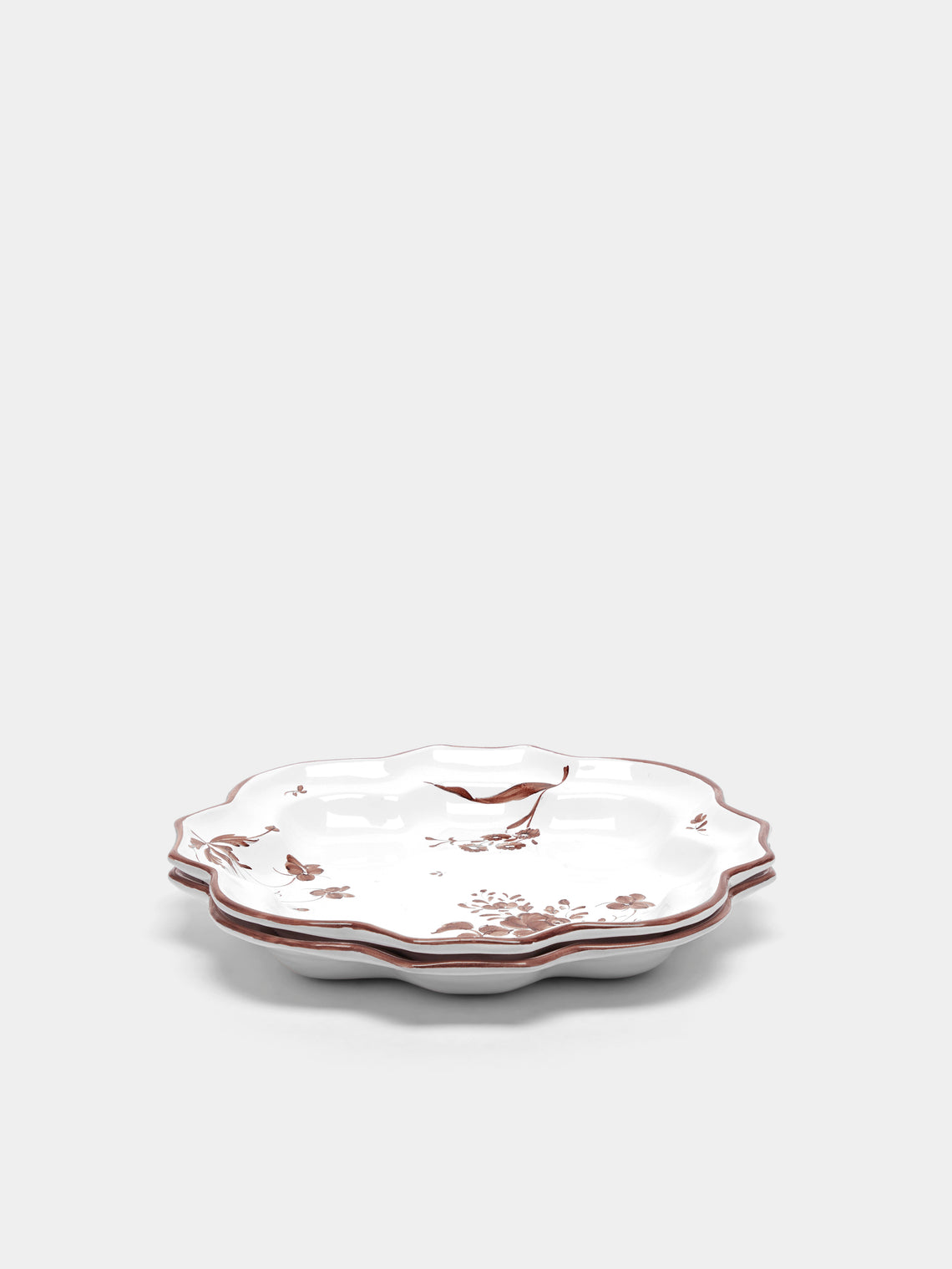 Z.d.G - Camaïeu Drageoir Hand-Painted Ceramic Salad / Dessert Plates – 8in/21cm (Set of 2) - White - ABASK 