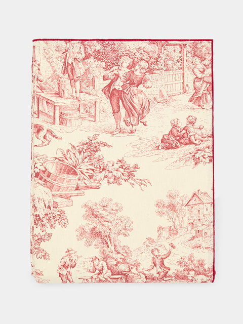 Borgo delle Tovaglie - Toile de Jouy Linen Rectangular Tablecloth - Red - ABASK - 