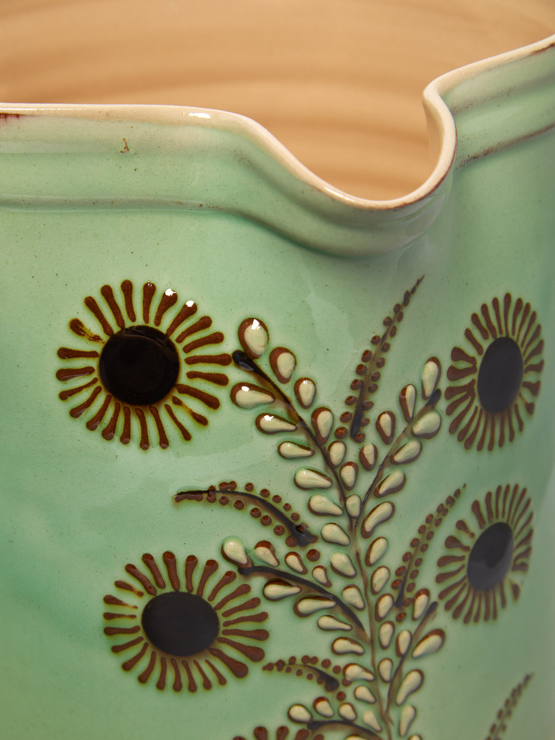 Poterie d’Évires - Flowers Hand-Painted Ceramic Straight-Edge Jug -  - ABASK