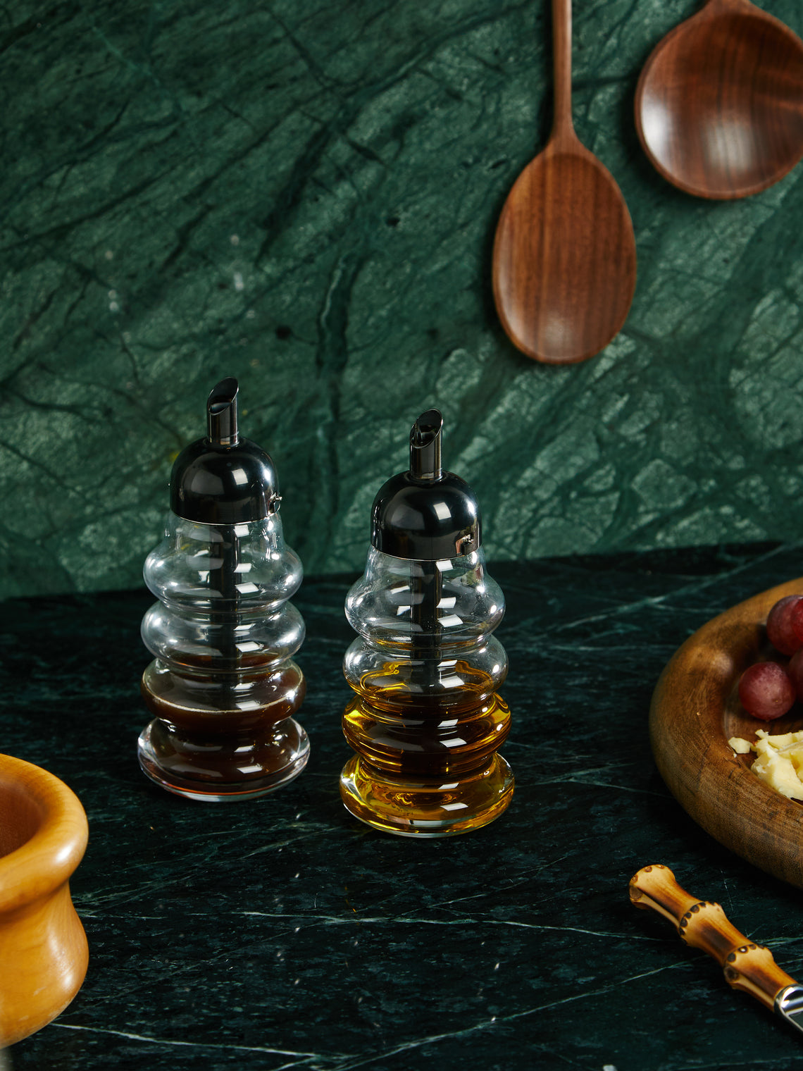 Antique and Vintage - Mid-Century Carl Auböck for Ostovics Culinar Glass Oil Pourers (Set of 2) - ABASK