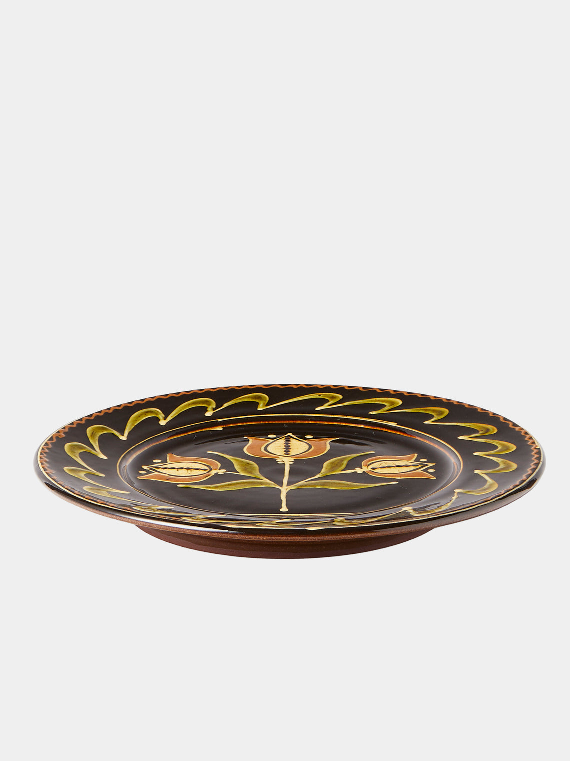 Fitch & McAndrew - Tulip Trio Slipware Serving Plate (12.4in/31.5cm) - Black - ABASK