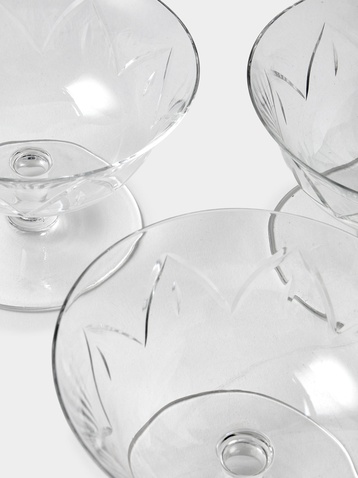 Antique and Vintage - 1940s Daum Art Deco Crystal Dessert Coupes (Set of 12) - Clear - ABASK