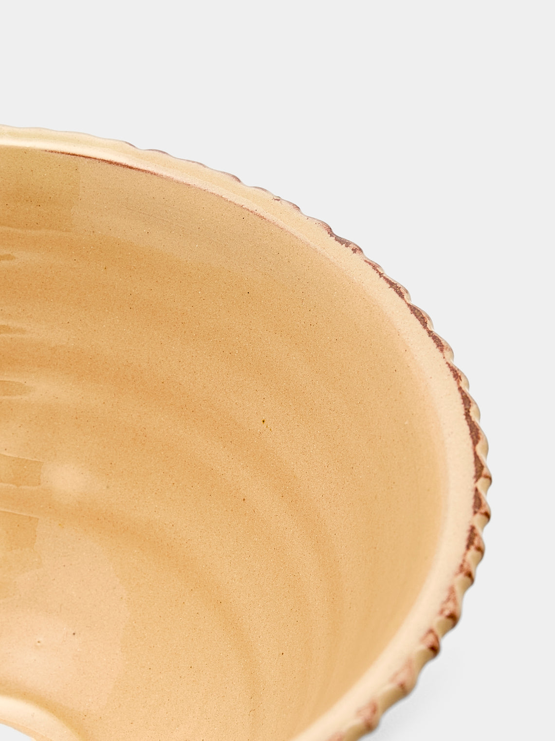 Poterie d’Évires - Flowers Hand-Painted Ceramic Small Fluted Serving Bowl - Light brown - ABASK