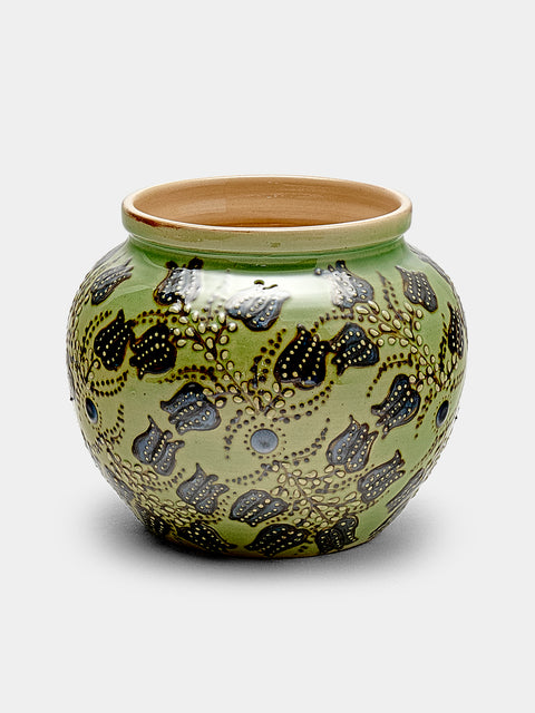 Poterie d’Évires - Flowers Hand-Painted Ceramic Vase - Green - ABASK - 