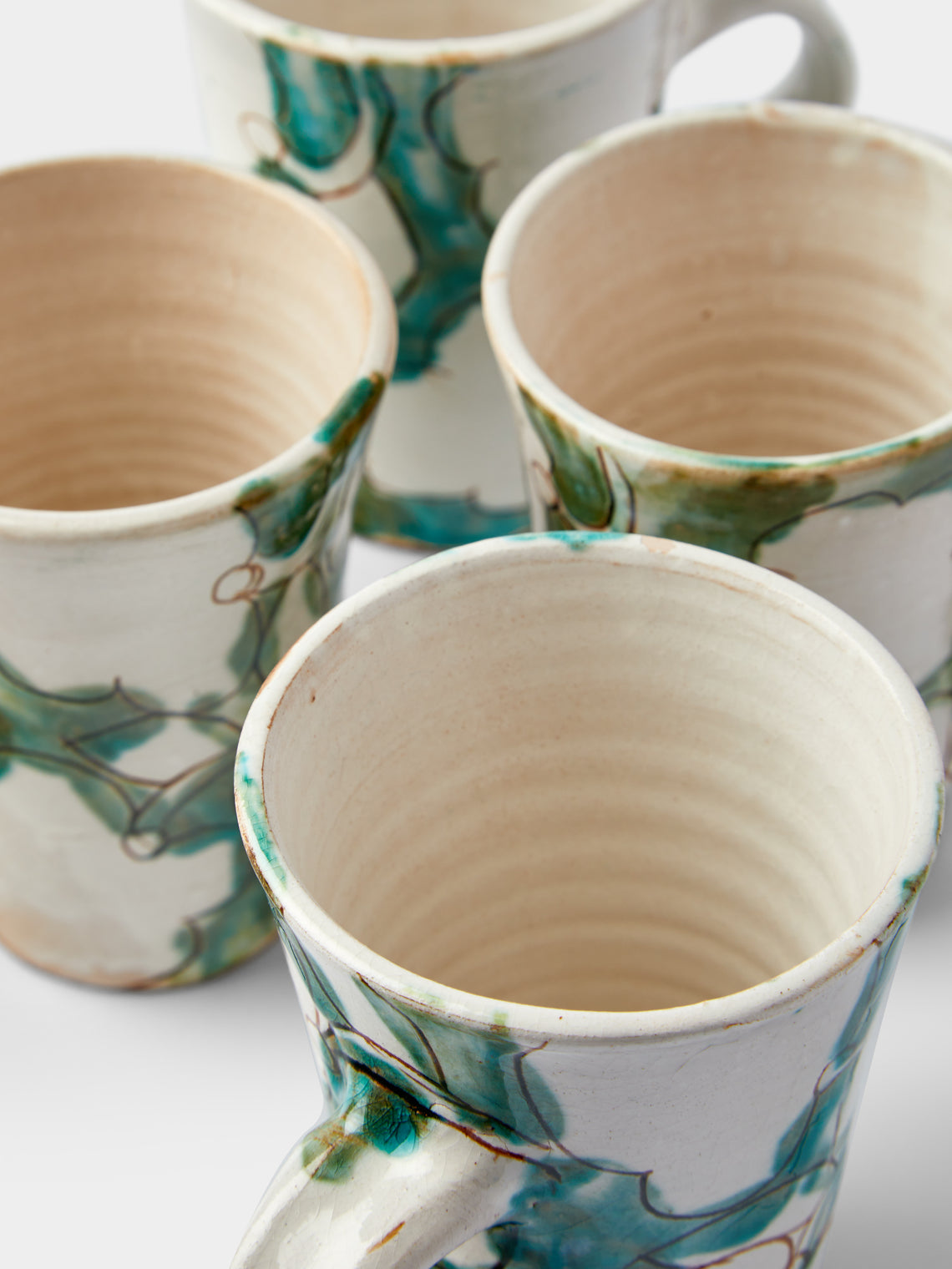 Anut Cairo - Cotton Flower Hand-Painted Ceramic Mugs (Set of 4) -  - ABASK