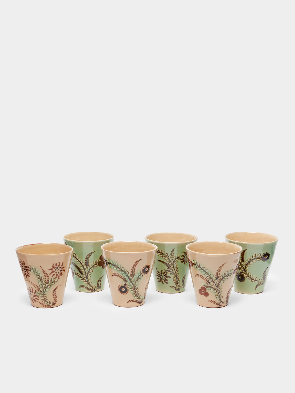 Poterie d’Évires - Flowers Hand-Painted Ceramic Coffee Cups (Set of 6) -  - ABASK - 