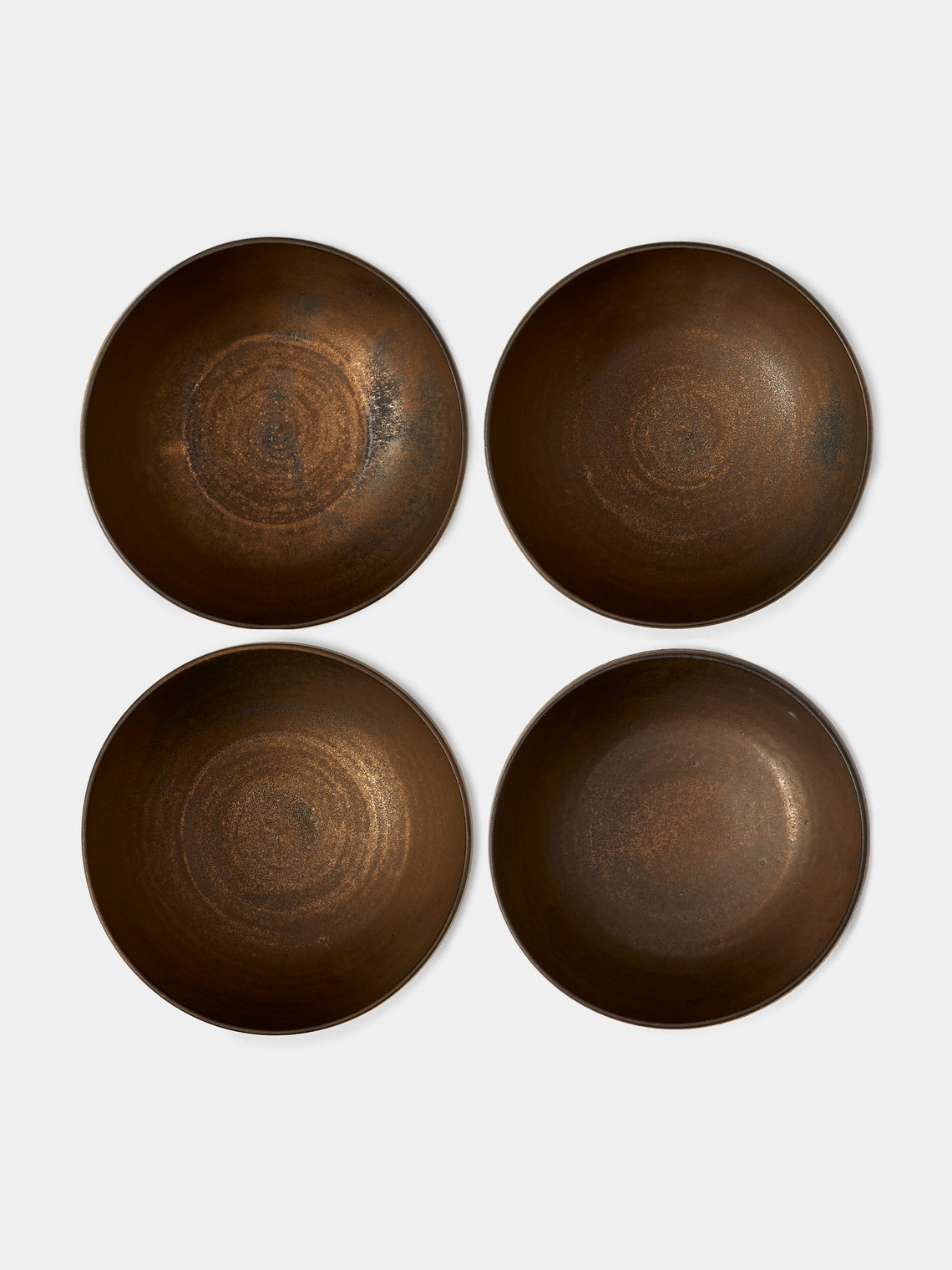 Shin Kibok - Concave Ceramic Large Noodle Bowls (Set of 4) - Brown - ABASK
