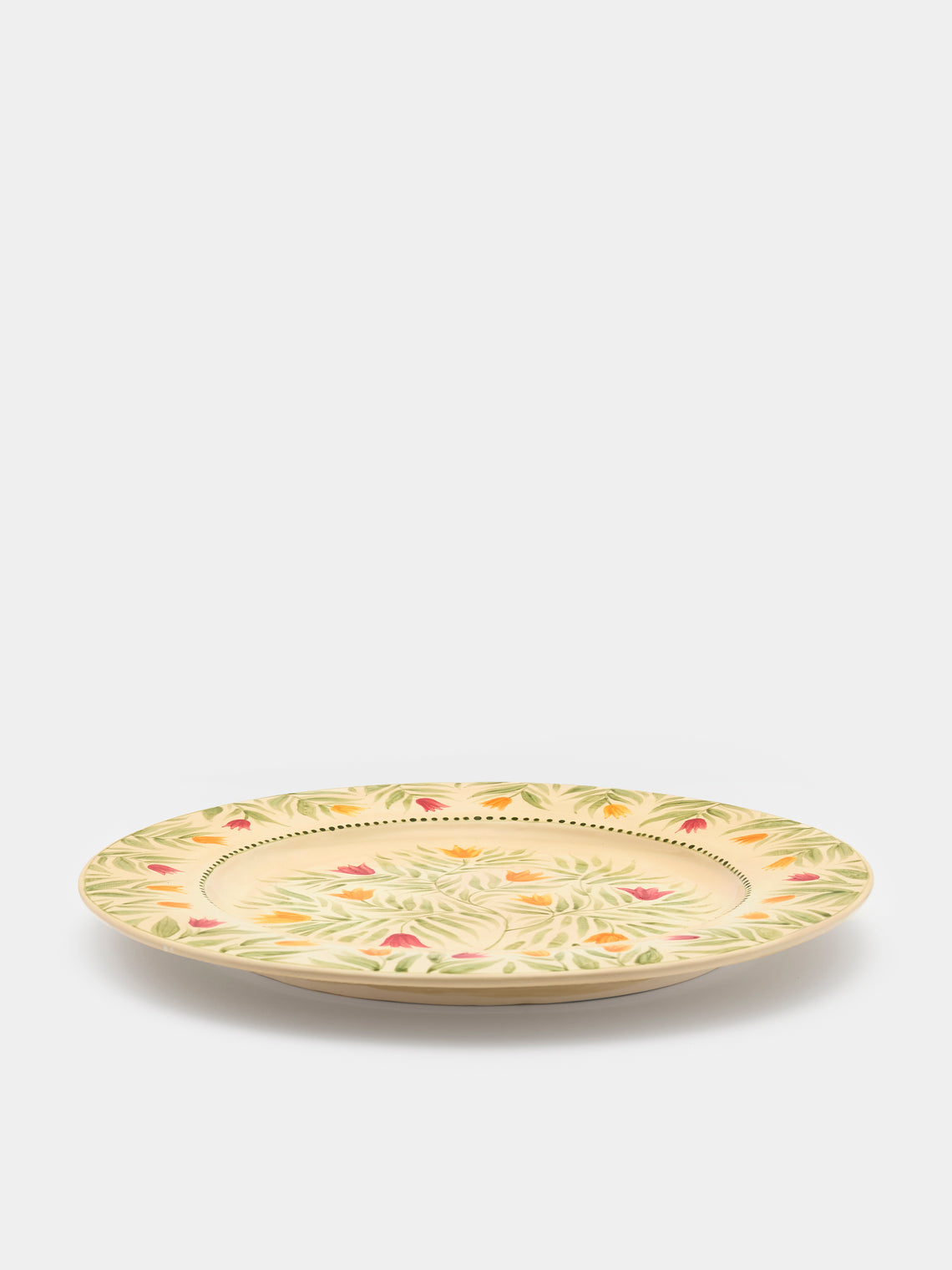 Rosanna Corfe - Tulips Hand-Painted Ceramic Round Platter - Cream - ABASK