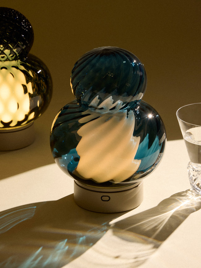 NasonMoretti - Bibendum Hand-Blown Murano Glass Portable Table Light - Blue - ABASK
