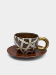 Na Yong-hwan - Wildflower Buncheong Espresso Cup and Saucer (Set of 2) - Brown - ABASK- 