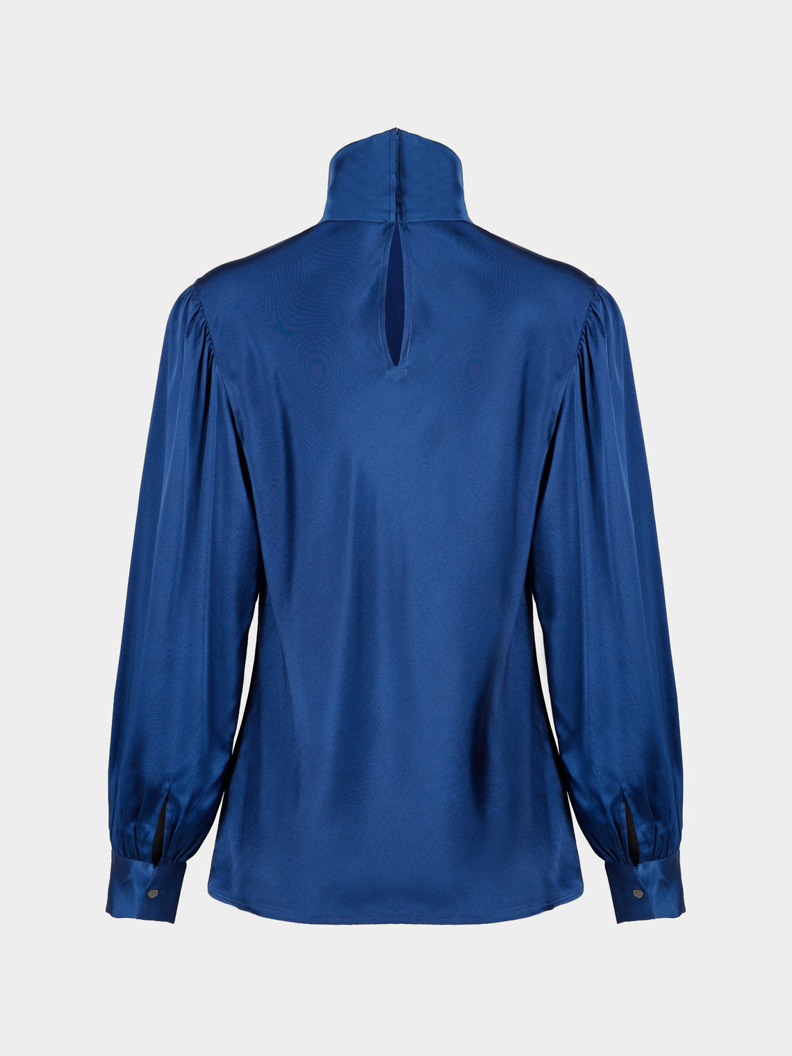 Ryan Roche - Silk Bias High-Neck Blouse | Size: S - Navy - ABASK