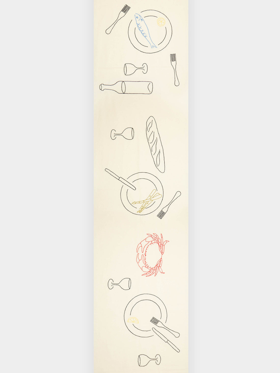 Oeuvres Sensibles - Ongoing Dinner Hand-Embroidered Linen Table Runner -  - ABASK